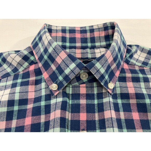 Vineyard Vines Mens S Tucker Shirt Blue Plaid Flannel Classic Fit Performance - Picture 4 of 10